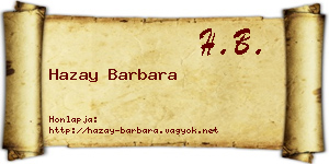 Hazay Barbara névjegykártya